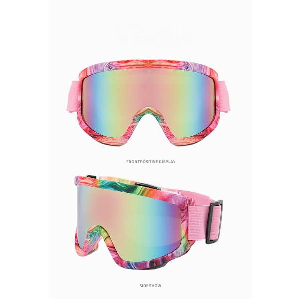 Ny stil bergsklättring sportglasögon Utomhus 3048-2 Vindtäta skyddsglasögon Manliga och kvinnliga vuxna skidglasögon (rosa film)