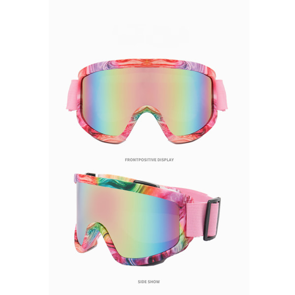 Ny stil fjellklatring sport solbriller Utendørs 3048-2 Vindtette briller Mannlige og kvinnelige voksne skibriller (rosa film)