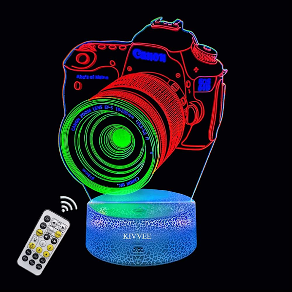 Kamera Gave 3D Nattlys Lampe Bordlampe Møbler Dekorativ Fargerik Endring Husholdning Hjem Desk Tilbehør