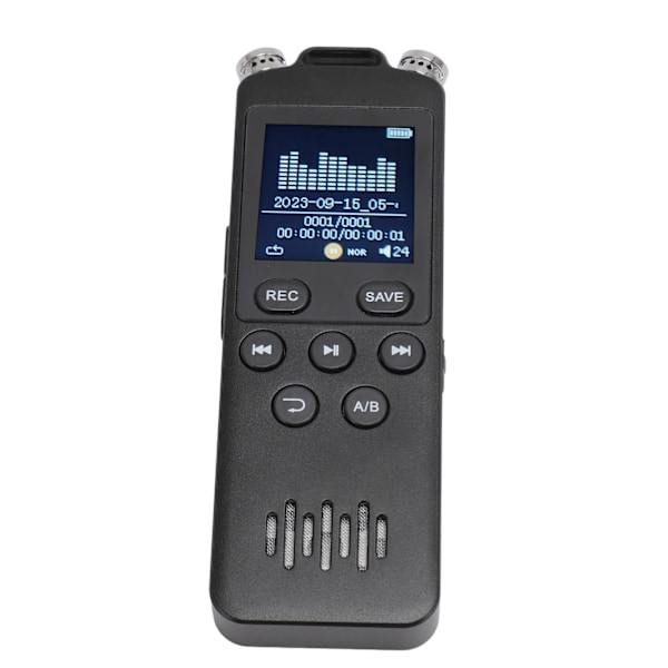 Röstaktiverad inspelare 1,44 tum färgskärm WAV MP3-spelare Upprepningsfunktion 1536Kbps digital inspelare för möte Intervju 16 GB