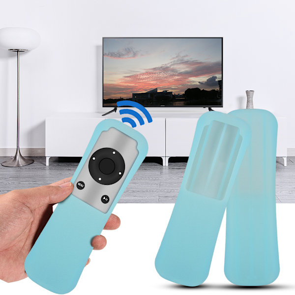 Stötsäker halkfri skyddande silikonfodral för APPLE tv1 2 3 fjärrkontroll blå