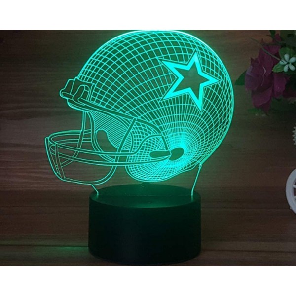Fotballhjelm nattlys 7 farger LED, 7 farger gradvis endring berøringssensor USB bordlampe for feriegaver eller hjemmedekorasjoner