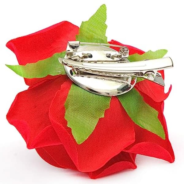 Roseblomst hårklips brud blomst hårtilbehør danser pins simulert blomst hårklips hårtilbehør (rød 5PCS)