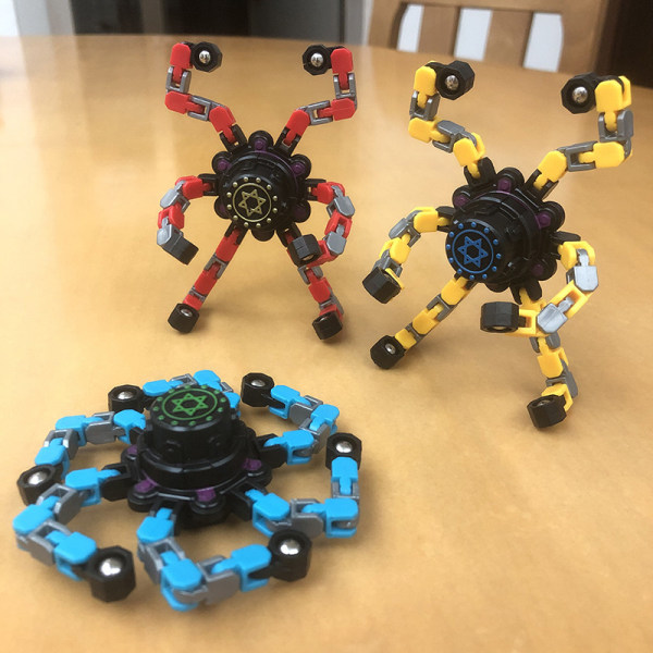 Fidget Spinner - Sejt design - Fidgetlegetøj - Kreativt transformerbart fingerspidsgyro - Spinner mech - Kædeleje - Sjovt dekompressionslegetøj - Anti-angst (Blå)