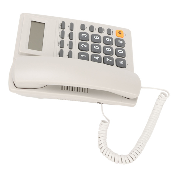 Kablet telefon med støyreduksjon, hurtigvalg og anrops-ID, hvit
