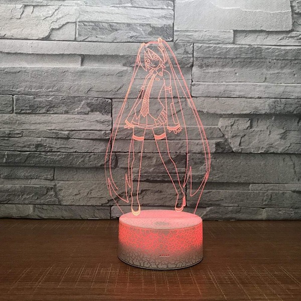 3D Optisk Illusion Natlampe Anime Pige 3D Lampe Tegneserie Hatsume Miku LED Natlampe Skrivebordslampe Actionfigurer Drenge Piger Fødselsdagsgave Julegave