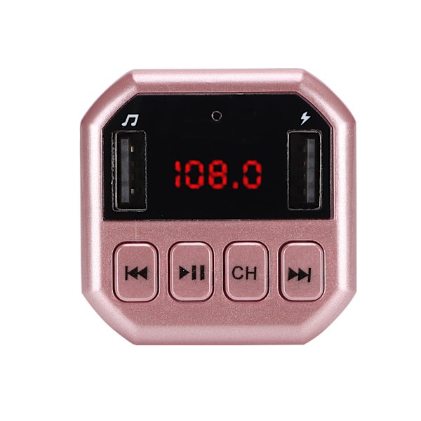 Bil Bluetooth Trådløs MP3 HD Afspiller FM Transmitter Modulator Med Egen Oplader(Pink)