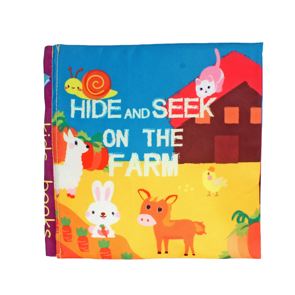 Babybok, , Stoffbøker for babyer, Touch and Feel Crinkle Book for Babies, Infant Books Sensory Baby Book, Teething Toy for Baby 6-12 måneder (Gård)