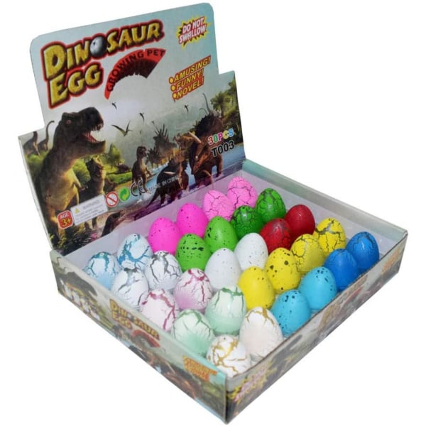 Dinosaur egg Leketøy klekking Dyrking Dino Dragon for barn Stor størrelse Pakke med 30 stk, bland farge