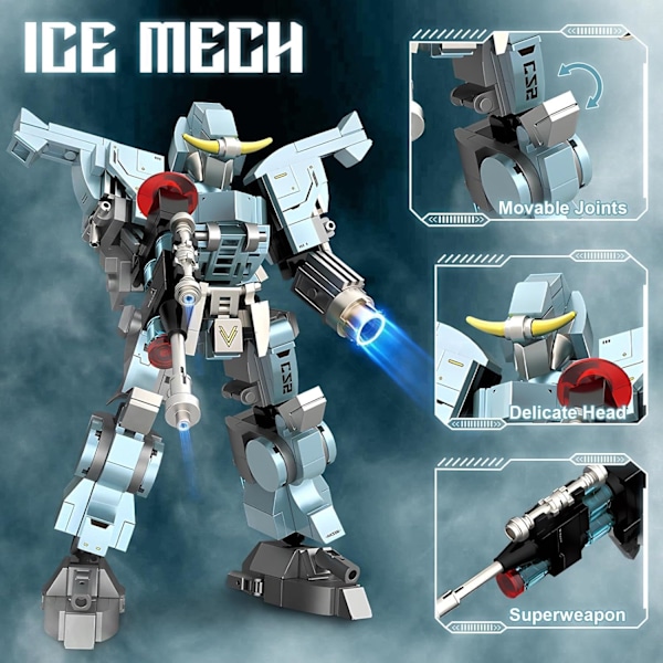 Ismaskin Byggmodell Leksak för Barn, Cool Joint Rörlig Mech Display Set med Exklusiv Display Stativ, Födelsedagspresenter för Pojkar 8-12（428PCS）