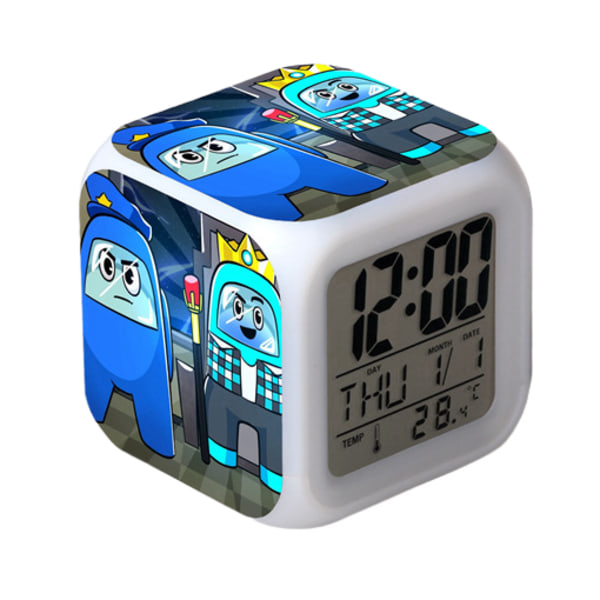 Rymdvarulv Kill 7 Färg Variabel Digital Väckarklocka med Tid, Temperatur, Alarm, Datum