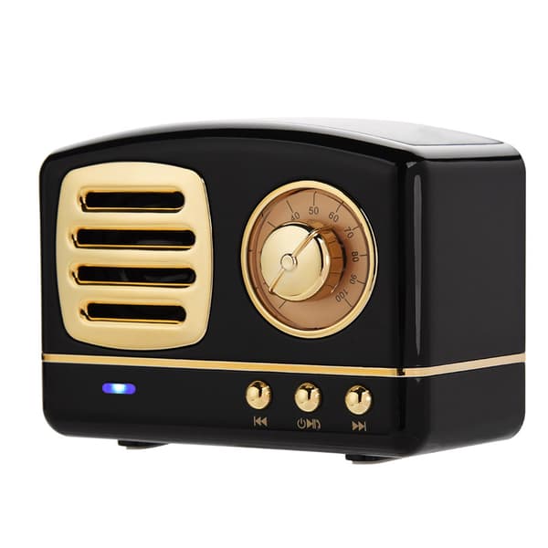 Mini Bluetooth trådløs retrohøjttaler bærbar subwoofer musikafspiller (sort)