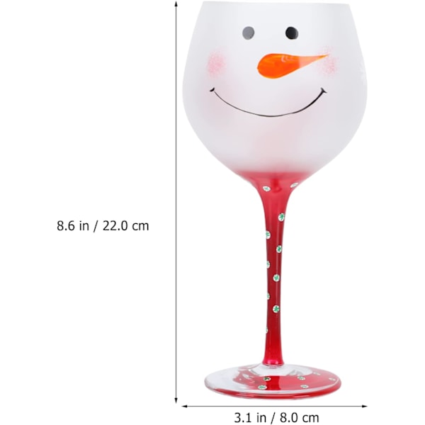 Söta vita snögubbe glas julvin vinglas för hemmet och nattklubbar, julcocktailglas vinglas för julhelgen