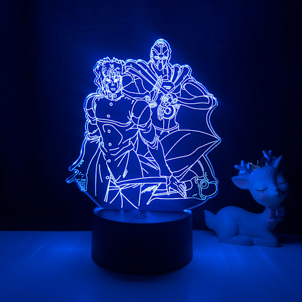 JUSTUP 3D Illusion Lamp Anime JoJo's Bizarre Adventure  Nattlampa med fjärrkontroll för sovrumsdekorativa pojkar flickor födelsedag jul -- Mönster