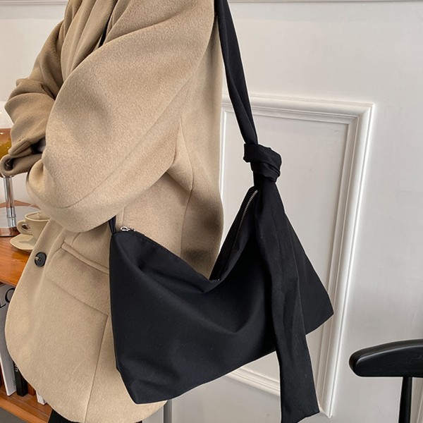 Kvinners Skulder Bag Stor Kapasitet Casual Lazy Style Messenger Bag for Skole Arbeid Gratis Størrelse Black