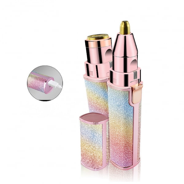 Hårfjerning for kvinner | Smertefri og ren hårfjerner for ansikt | USB-oppladbar elektrisk barbermaskin for kvinner og bikiniklipper (Iridescent)