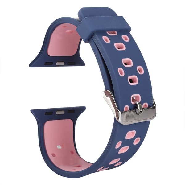 Holdbar silikoneurrem til Apple iWatch 1/2/3/4 (blå/pink)