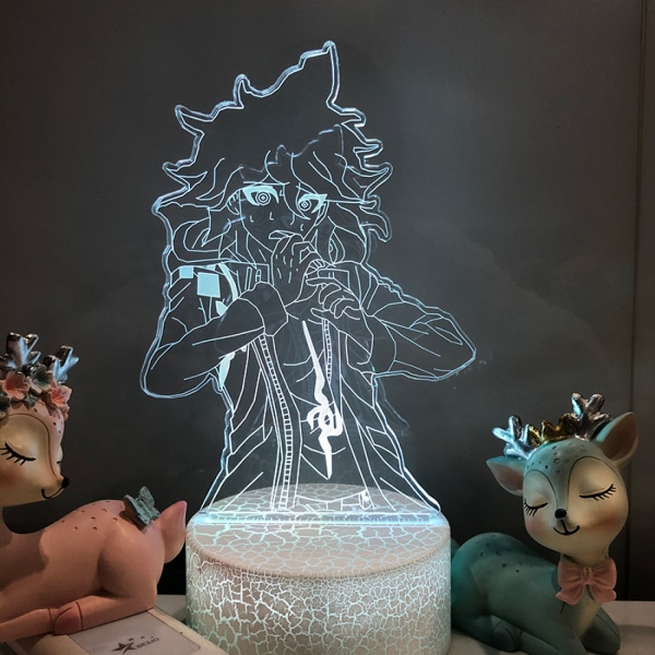 Qinwei LED Anime Character Night Light 3D Illusion Lampe Fjernbetjening til soveværelse indretning Børn fødselsdag --- Crack Crack