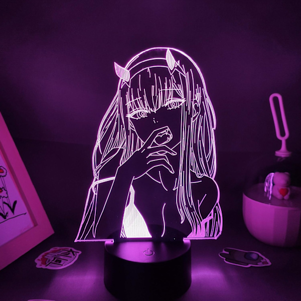 Smuk Gave 3D Natlys Zero Two 002 Darling in The FRANXX Anime Lampe Led Illusio