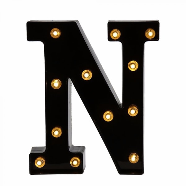 Qinwei Led Letter Lights Nytt design Lys opp svarte bokstaver for arrangementer Bryllupsfest Bursdag Hjem Bar DIY-dekorasjon （Brev N）