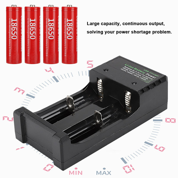 18650 Litium Li Ion Batteri Cusp 1500mahx4 Dual Lader Sett Rød Hjemme Lyd Tilbehør