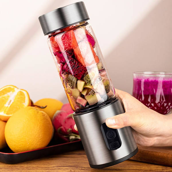 Bärbar Blender, 14 Oz Personlig Blender För Shakes och Smoothies med 6 Blad, Rostfritt Stål Mini Blenderkopp, 4000mah Usb Laddningsbar