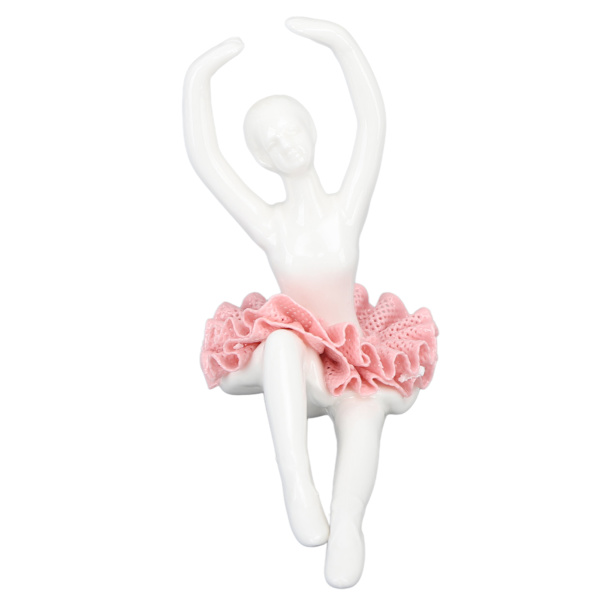 Balletdanser Statue Pink Ballerina Figur Keramisk Figur Dekoration til Bord Hylde Soveværelse Stue