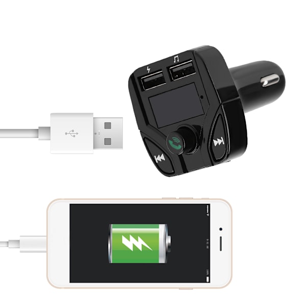 For Carc4 Auton FM-radiolähetin Musta Auton HD Bluetooth-soitin USB2.0-liitännällä