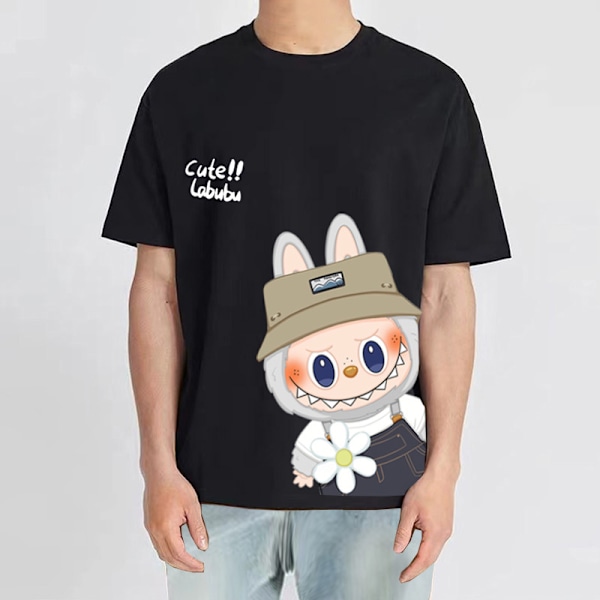 Labubu puuvillainen lyhythihainen T-paita aikuisille ja lapsille - pehmeät, hengittävät vapaa-ajan paidat - unisex tyylikäs design - sopii päivittäiseen käyttöön red 4XL