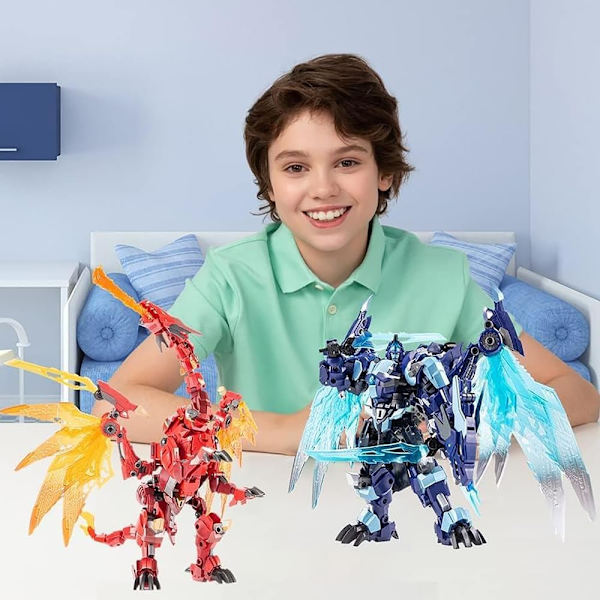 2-i-1 Flygande drake robot transformerande leksaker (blå frysdjävul)