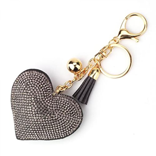 Dejlig ferskenhjerte diamant nøglering til kvinder taske vedhæng nøglering Valentinsdag Fødselsdagsgaver --- Khaki