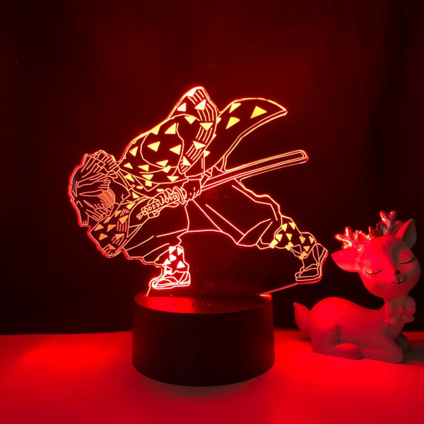 Akryl LED Natlampe Anime Demon Slayer Zenitsu Figur til Børn Børneværelses Dekoration Ingen Lampe Gave