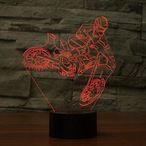 3D Dirt Bike Motocross Nattlampa Illusion 7 Färgväxlande Touch Switch Bordsskiva Dekorationslampor Akrylplatt ABS-bas USB-kabel Leksak (Buss)