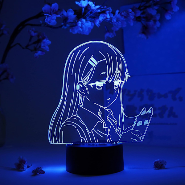 Nagatoro Texting Otaku-lampa – Lek inte med mig, Miss Nagatoro – Anime-lampafigur nattlampa, 16 färger RGB LED – Fjärrkontroll, 3D Anime-rum