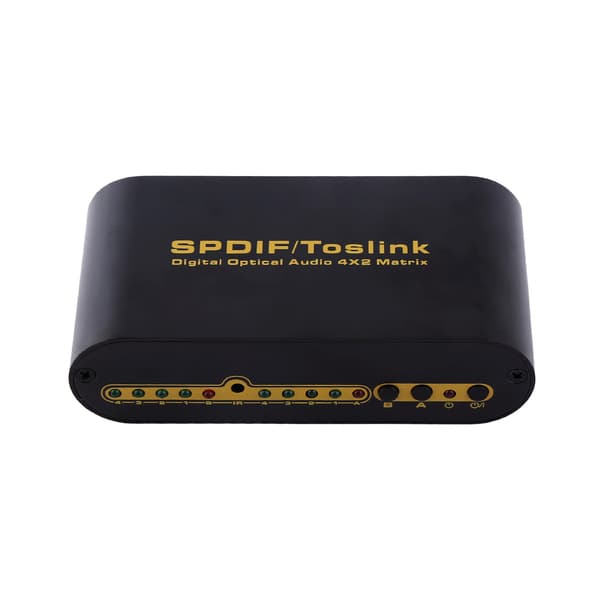 SPDIF Digital Optisk Audio True Matrix 4x2 Switch Splitter Videokonverter