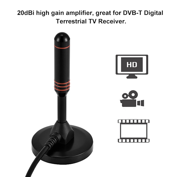 Digital inomhus-TV DVB-T HDTV-antenn 20dBi hög förstärkning med basantennförstärkare