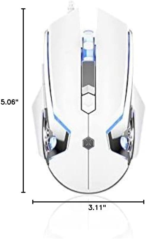 AJ120 Trådløs Gaming Mus, Ergonomisk LED Baggrundsbelyst USB Gamer Mus Computer Bærbar PC, til Windows Mac Linux OS, Hvid