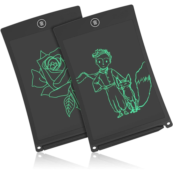8,5 tums LCD-ritplatta Set med två med låsfunktion Kontor Whiteboard Anslagstavla Kök Memo Notice Kylskåpstavla Magnetisk Daglig , Svart