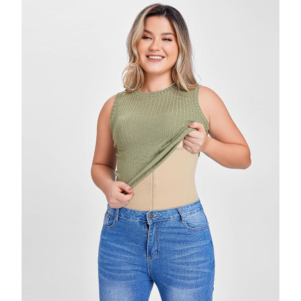 Midjetränare Korsett Dragkedja Mage Kontroll Shapewear Andningsbar Midja Cincher för Kvinnor Body Shaper Sport Girdle Beige XXL