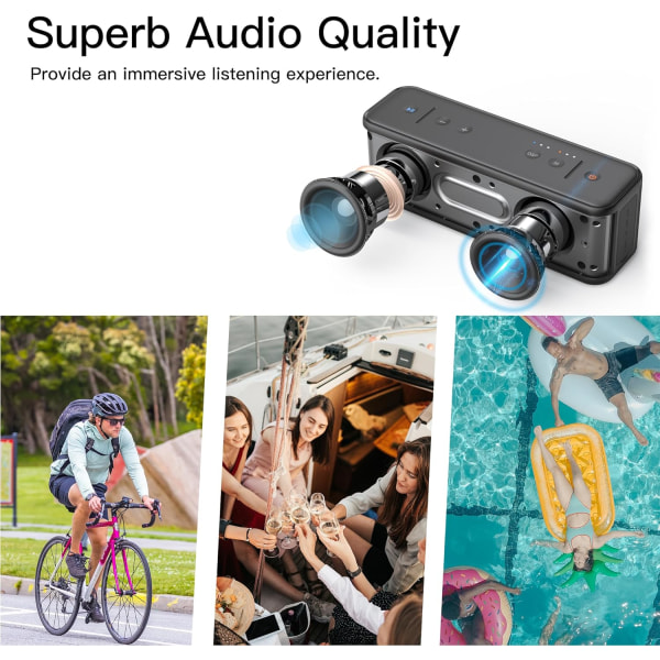 Bluetooth-højttalere, trådløs højttaler med Bluetooth 5.1, dyb bas, RGB-lys, TWS-parring, bærbare højttalere til hjemmet, udendørs, fest, camping