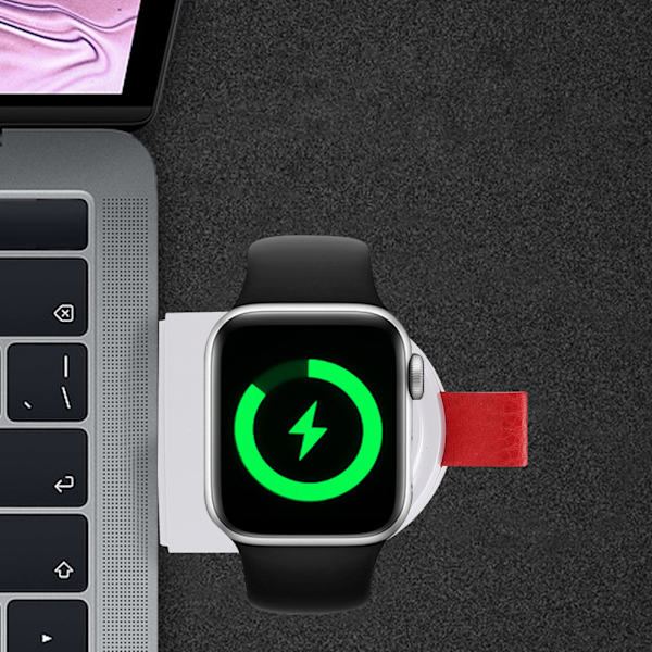 2W USB Hurtigopladning ABS+PC Bærbar Magnetisk Adsorption Trådløs Oplader til iWatchHvid