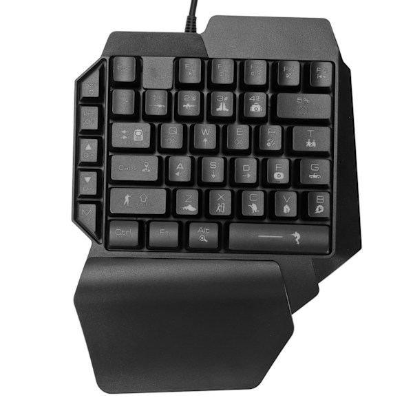 Enhånds Gaming Tastatur USB Ergonomisk Design RGB Baggrundsbelyst Plug and Play Halvt Tastatur til Computerspil