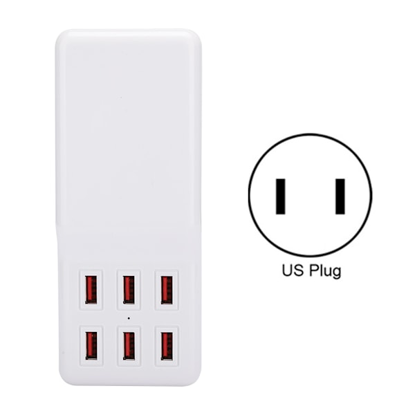 60W DC5V3.5A Utgang 6 Port USB Desktop Lader med Hvit Slank Kropp for Hjemmemiljø(  )