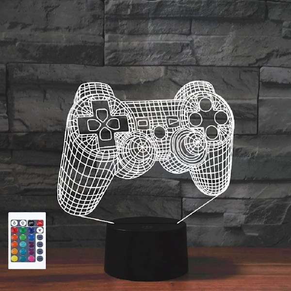 3D Spillhåndtak Fjernkontroll 16 Farger Nattelysbilder Illusionsakryl LED Bordlampe Nattlampe