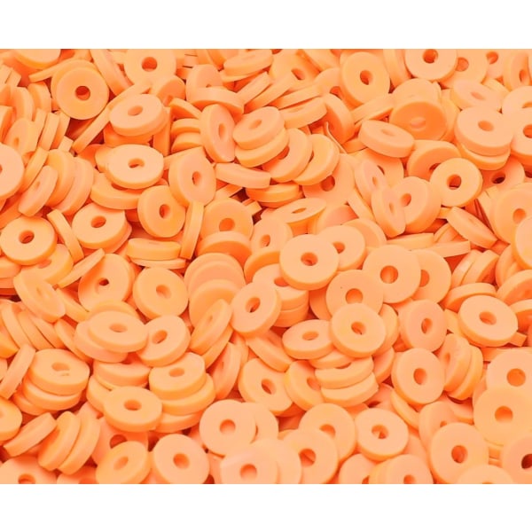 2000+stk Bright Orange Clay Beads Bulk, Polymer Clay Beads til armbåndsfremstilling, heishi perler til armbånd, Halloween lerperler, flade perler (6 mm).