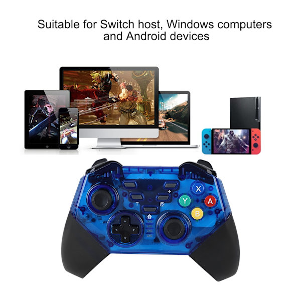 Trådløs Bluetooth-spillkontroller Håndtak Gamepad for Switch (Blå)