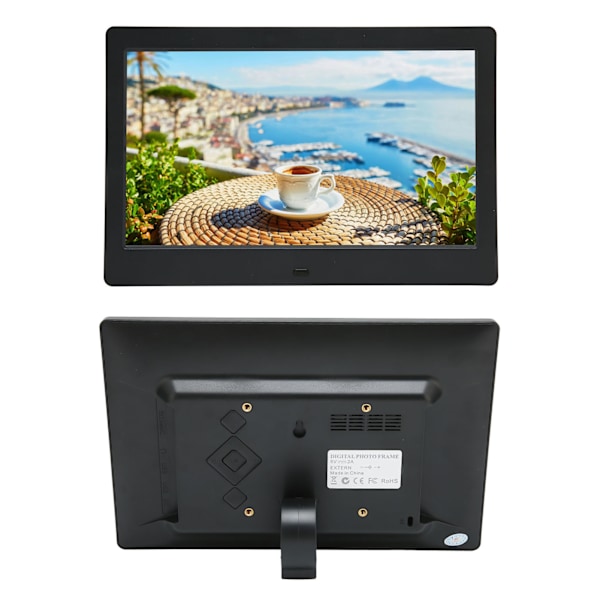 Digital fotoram HD 10,1 tum 1024x600 LCD-skärm Smart elektronisk fotoram med fjärrkontroll 110‑240V Svart EU-kontakt