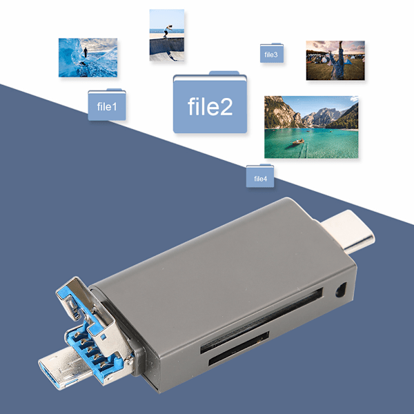 3-i-1 hukommelseskort adapter TypeC Micro USB zinklegeringsskal til telefon / OTG / PC