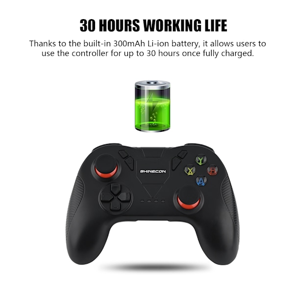 SHINECON Bluetooth Gamepad Trådlös Spelkontroll Joystick för iOS Android Telefon PC