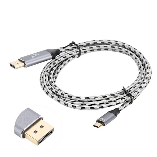 HD-videokaapeli punottu TypeC - DP 8K Displayport1.4 -tekniikkasovitin 2 metriä T0404